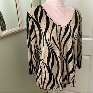 DRESS BARN, CAMEL AND BLACK BLOUSE, SIZE: L/G